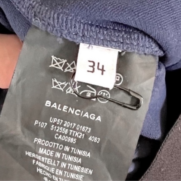 BALENCIAGA Demna Dark Blue Front Seam Logo Band Dual Zip Legging Pant 34 - Picture 15 of 15